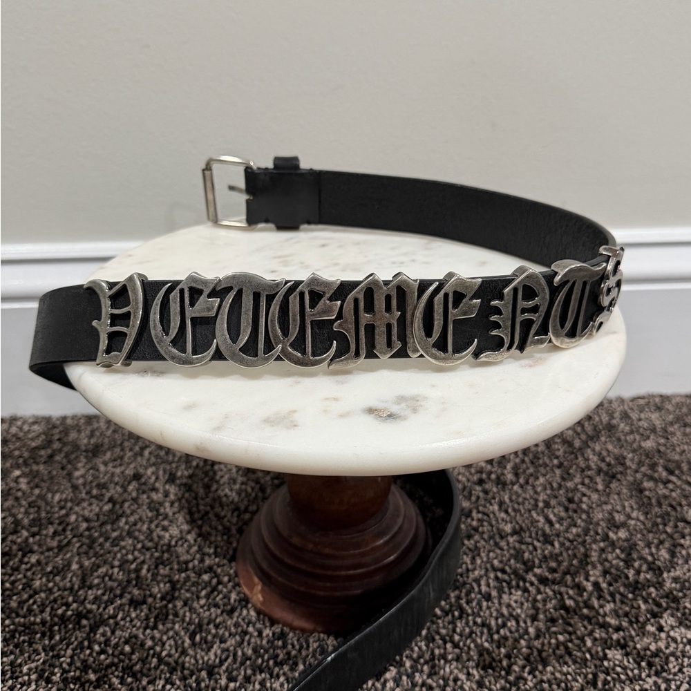 Vetements Gothic Logo Lettered Black/Silver Belt